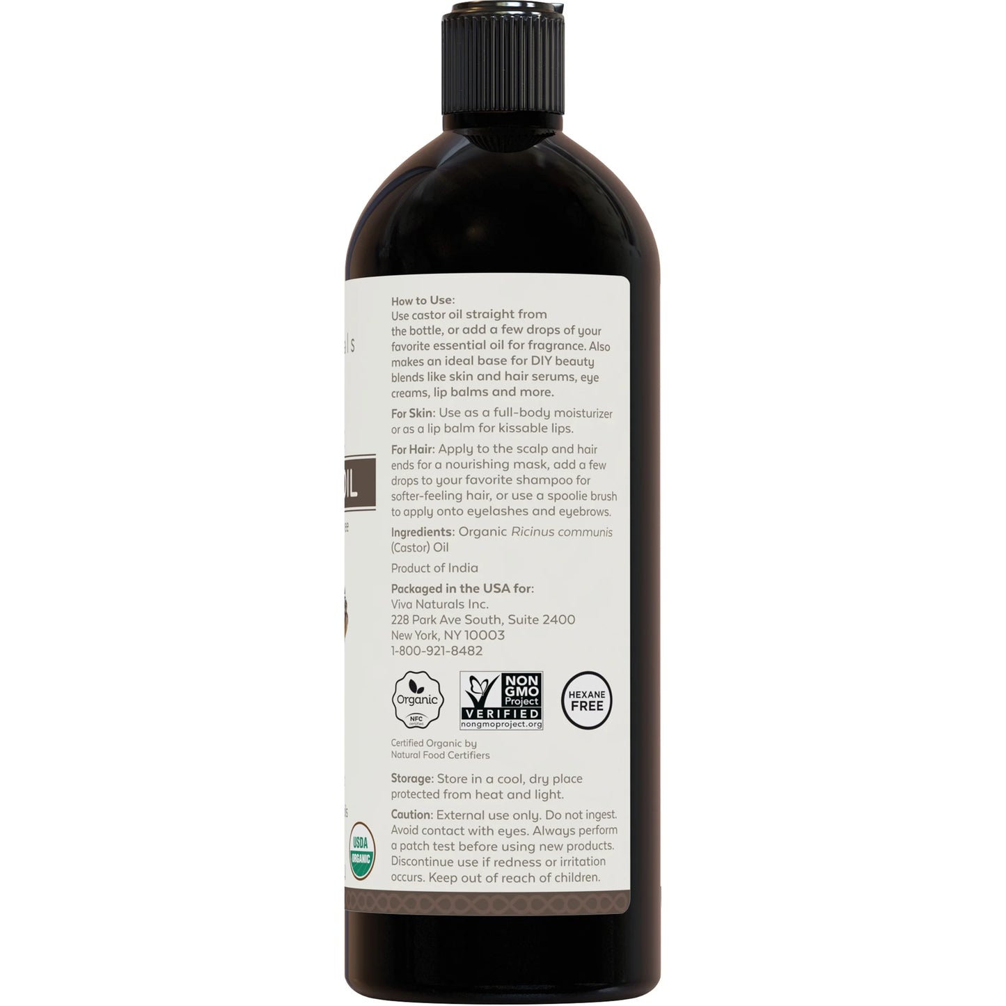 Organic Castor Oil, 16 Fl Oz, Nourishing Body Oil