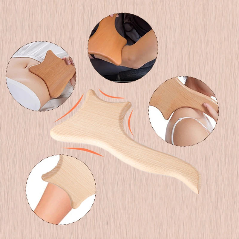 Wooden Lymphatic Drainage Massager Paddle Manual Anti-Cellulite Gua Sha Tool Muscle Pain Relief Soft Tissue Therapy Device