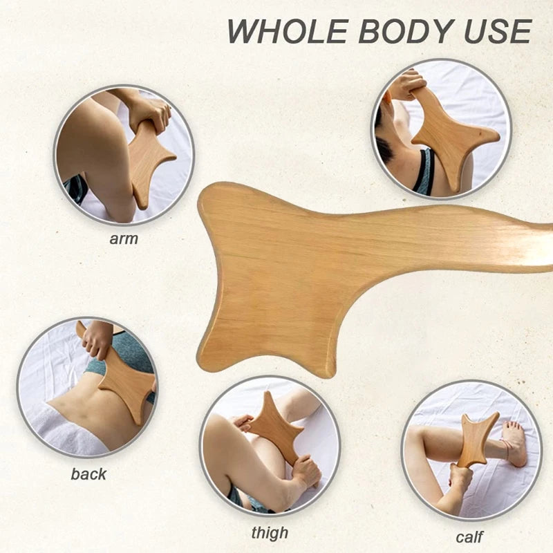 Wooden Lymphatic Drainage Massager Paddle Manual Anti-Cellulite Gua Sha Tool Muscle Pain Relief Soft Tissue Therapy Device